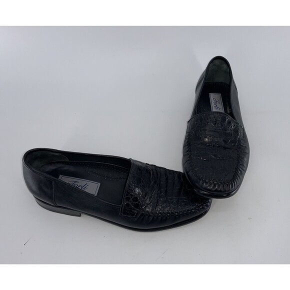 Forli Slip-on Loafers Sz 7.5 Men Black Genuine Crocodile Italy YGI G4S-20 main image 7